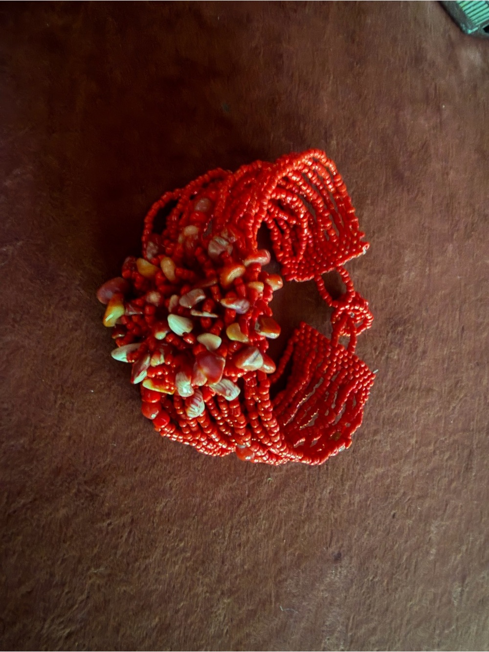 Red Coral & Red Lace Agate Statement Bracelet - Artisan (Costa Rican) - Picture 3 of 5